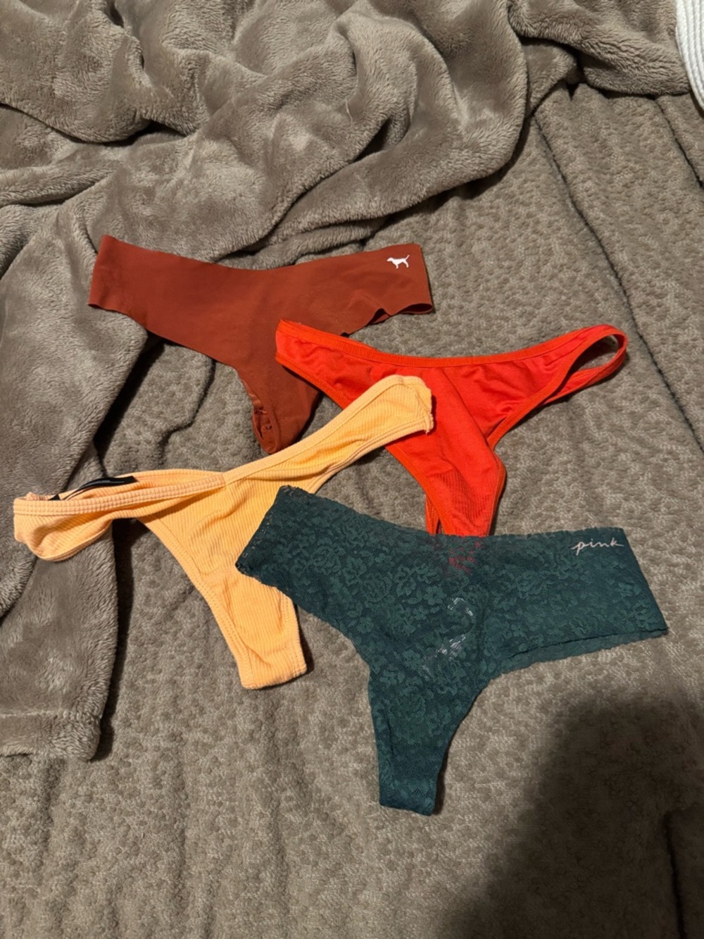 PINK Victoria's Secret / urban outfittersThong Set in Orange, Yellow red & green